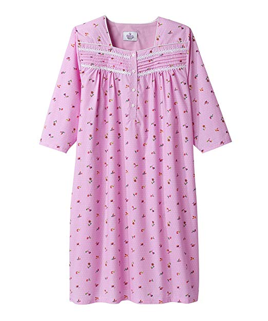 Silverts 263200702 0.75 in. Long Sleeve Hospital Night Gowns for Women - Medium&#44; Pink Dot