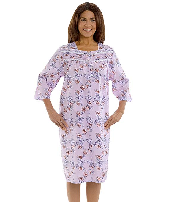 Silverts 263200302 0.75 in. Long Sleeve Hospital Night Gowns for Women - Medium&#44; lilac desert