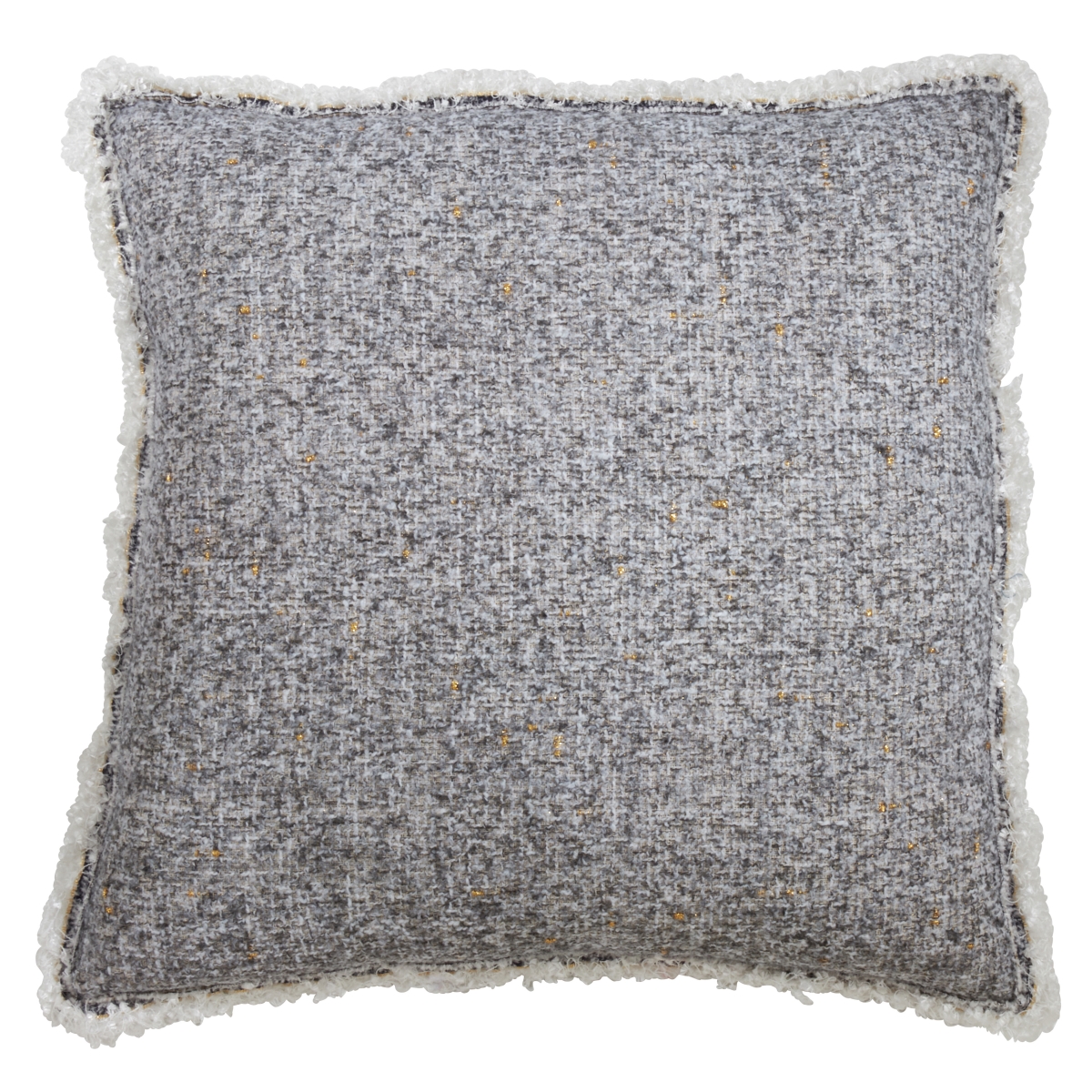 SARO LIFESTYLE 2047.GY28SD 28 in. Shimmering Fringe Floor Pillow&#44; Gray