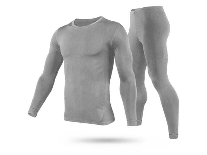 MKA FFF-Grey-M-GPCT3103 Men Thermal Underwear Set for Long Johns Pants&#44; Long Sleeve Soft Underwear Kit & Top Bottom Winter Sport