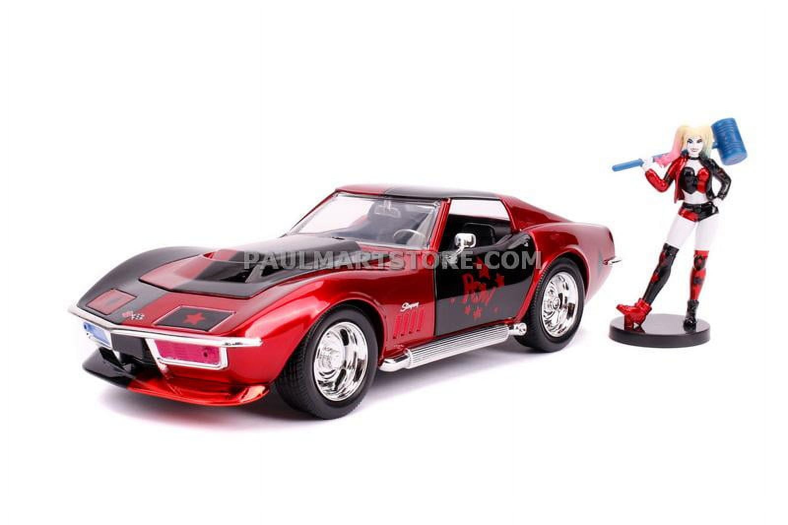 Voiture Miniature 1:24 Chevy Corvette Stingray 1969 Avec Figurine Harley Quinn - Jada Toys, Neuf