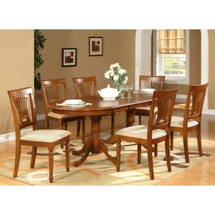 East West Furniture Plai7 Sbr C 7 Piece Plainville Table With Double East West Furniture Plai7 Sbr C 7 Piece Plainville Table With Double Pedestal 6 Microfiber Upholstered Seat Chairs In Saddle Brown Finish