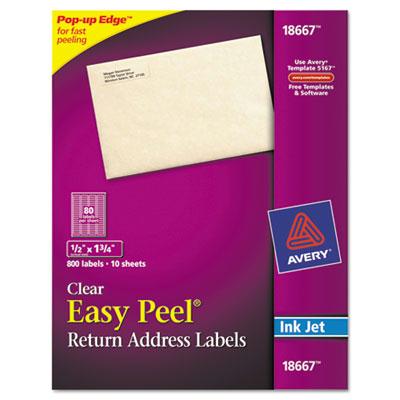 avery 18667 clear easy peel mailing labels