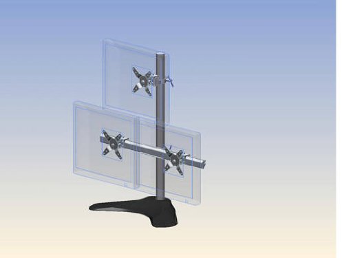 Deluxe Triple Monitor Stand Free Standing Supports Up To 28 Ergotech 100 D28 B12 Triple Lcd Monitor Desk Stand