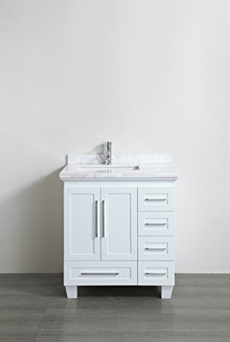 Eviva Bath Vanity Combos Sears Eviva Acclaim C 30 Inch Transitional White Bathroom Vanity With Carrera Marble Countertop
