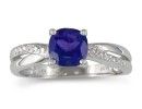 SuperJeweler H041017AM 10W z7 0.75Ct Cushion Cut Amethyst And Diamond Ring In 10K White Gold Size - 7