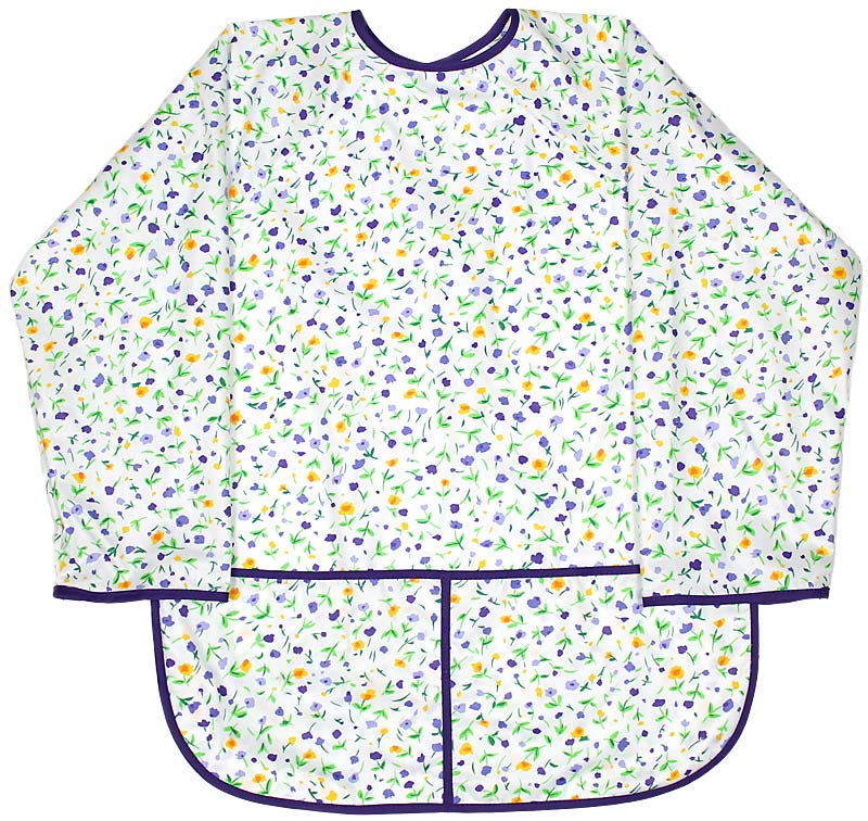 7798pf Raindrops Kindergarten Art Smock Purple Flower Print