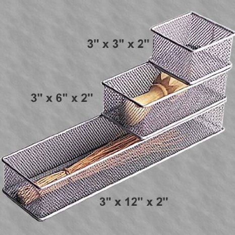 Dare2decor Silver Stainless Steel Mesh Drawer Organizer 3 X 12 In
