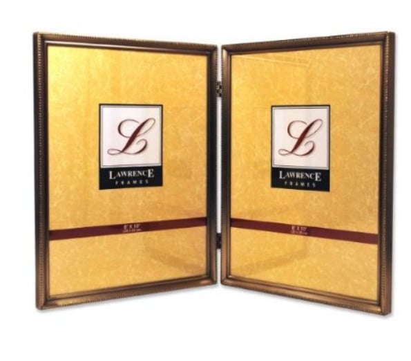 11480d lawrence frames antique brass 8x10 hinged double picture