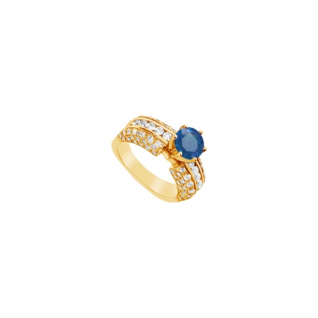 Fine Jewelry Vault UBJ2777Y14DS-101RS4.5 Sapphire & Diamond Engagement Ring 14K Yellow Gold&#44; 3.25 CT - Size 4.5