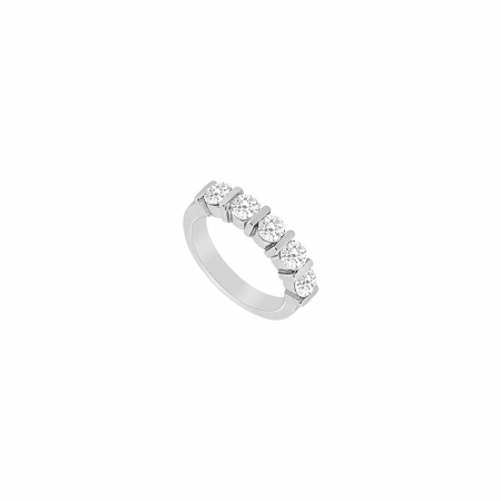 Fine Jewelry Vault UBW1735W14D-101RS4 Diamond Wedding Band 14K White Gold&#44; 0.50 CT - Size 4