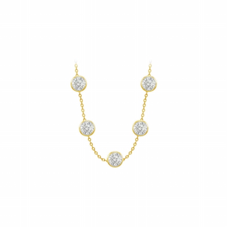 Fine Jewelry Vault UBYCZ361000014Y36 CZ By The Yard Necklace With 100 CT in 14K Yellow Gold - 36 in.&#44; 36 Stones