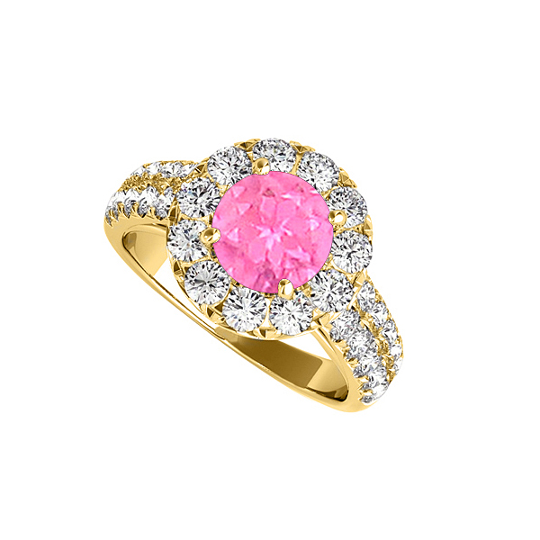 Fine Jewelry Vault UBUNR50847AGVYCZPS Amazing Gift Pink Sapphire & CZ Halo Ring - 2 CT TGW &#44; 11 Stones