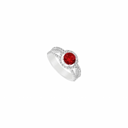 Fine Jewelry Vault UBJ8233W14DR-101RS9.5 Ruby & Diamond Engagement Ring 14K White Gold&#44; 1.25 CT - Size 9.5