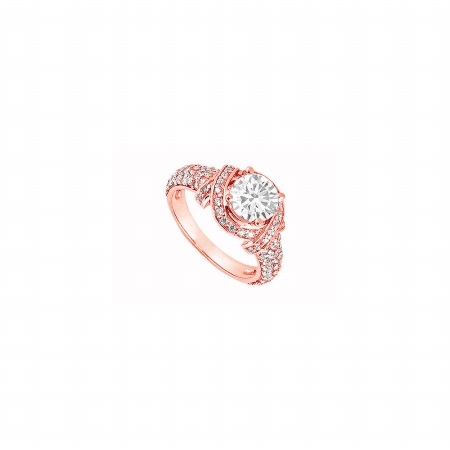 Fine Jewelry Vault UBJ8345AGVRCZ April Birthstone CZ Engagement Ring in 14K Rose Gold Vermeil - 1.25 CT TGW