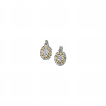 Fine Jewelry Vault UBNER40893TT14CZ April Birthstone Cubic Zirconia Fashion Earrings in Two Tone Gold 0.25 CT TGW