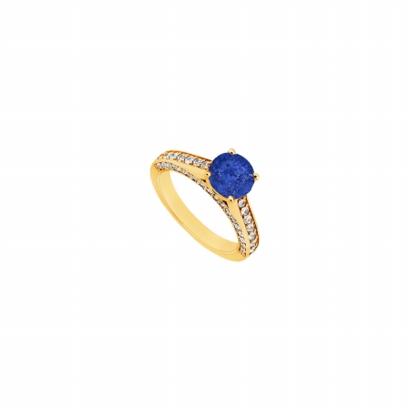 Fine Jewelry Vault UBJ7170Y14DS-101RS6 Sapphire & Diamond Engagement Ring 14K Yellow Gold&#44; 1.25 CT - Size 6