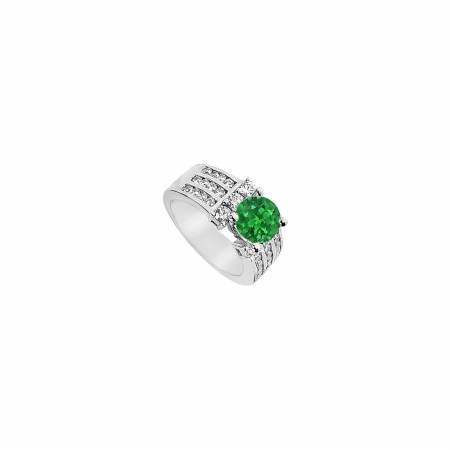 Fine Jewelry Vault UBJ910W14DE-101RS8.5 Emerald & Diamond Engagement Ring 14K White Gold&#44; 2.25 CT - Size 8.5