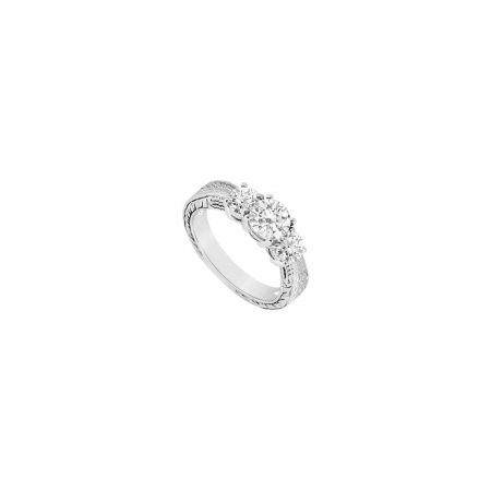 Fine Jewelry Vault UBJ6473W14D-101RS5.5 Three Stone Diamond Ring 14K White Gold&#44; 0.75 CT - Size 5.5