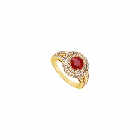 Fine Jewelry Vault UBJ8284Y14DR-101RS9.5 Ruby & Diamond Engagement Ring 14K Yellow Gold&#44; 1.25 CT - Size 9.5