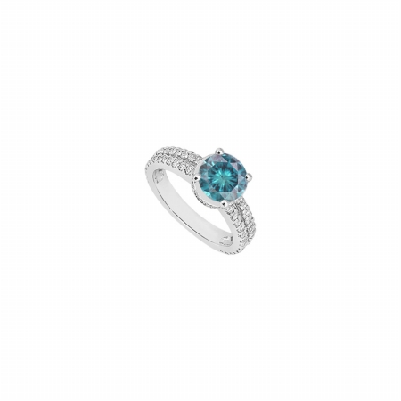 Fine Jewelry Vault UBJ8713W14QD-110RS5 Fancy Blue Diamond Ring 14K White Gold&#44; 1.75 CT - Size 5