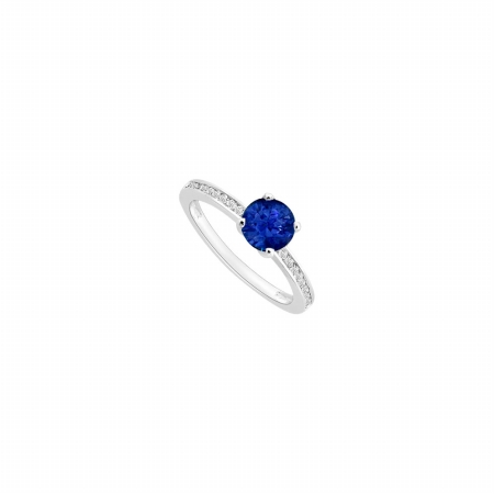 Fine Jewelry Vault UBJS3046AW14DS-110RS5 Sapphire & Diamond Engagement Ring 14K White Gold&#44; 0.50 CT - Size 5