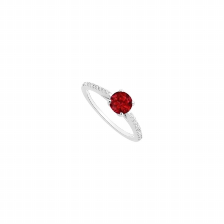 Fine Jewelry Vault UBJS3062AW14DR-110RS5 Ruby & Diamond Engagement Ring 14K White Gold&#44; 0.50 CT - Size 5