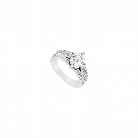 Fine Jewelry Vault UBTJ7967W14 14K White Gold Semi Mount Engagement Ring With 0.50 CT Diamonds&#44; 50 Stones