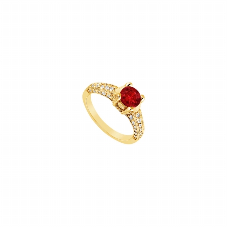 Fine Jewelry Vault UBJ817Y14DR-101RS5 Ruby & Diamond Engagement Ring 14K Yellow Gold&#44; 1.25 CT - Size 5