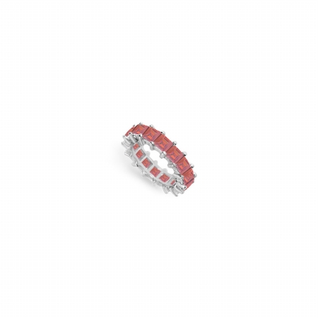 Fine Jewelry Vault UB14WSQ500R232-101RS4 July Birthstone 5 CT Ruby Eternity Band in White Gold - Size 4