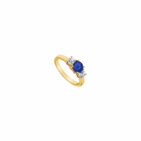 Fine Jewelry Vault UBJ2435Y14DS-101RS8 Sapphire & Diamond Engagement Ring 14K Yellow Gold&#44; 1.25 CT - Size 8