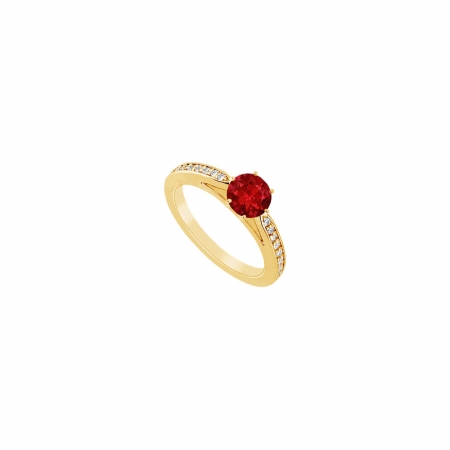 Fine Jewelry Vault UBJS1816AY14DR-101RS5 Ruby & Diamond Ring 14K Yellow Gold&#44; 1.25 CT - Size 5