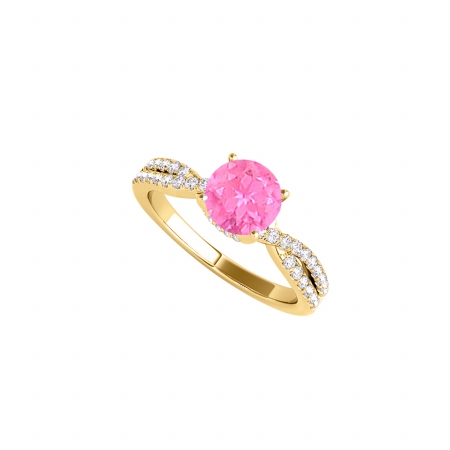 Fine Jewelry Vault UBUNR50843EAGVYCZPS Pink Sapphire & CZ Criss Cross Ring - 1.25 CT TGW &#44; 32 Stones