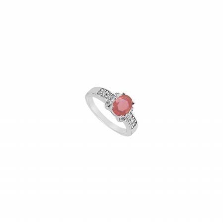 Fine Jewelry Vault UBJ949W14DR-101RS7 Ruby & Diamond Ring 14K White Gold&#44; 1.75 CT - Size 7