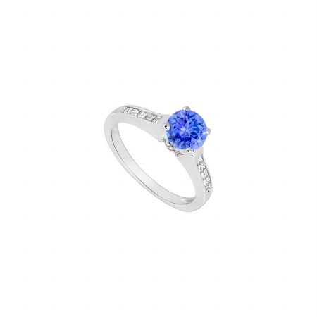 Fine Jewelry Vault UBJS224AW14DTZRS7 14K White Gold Tanzanite & Diamond Engagement Ring&#44; 0.60 CT - Size 7