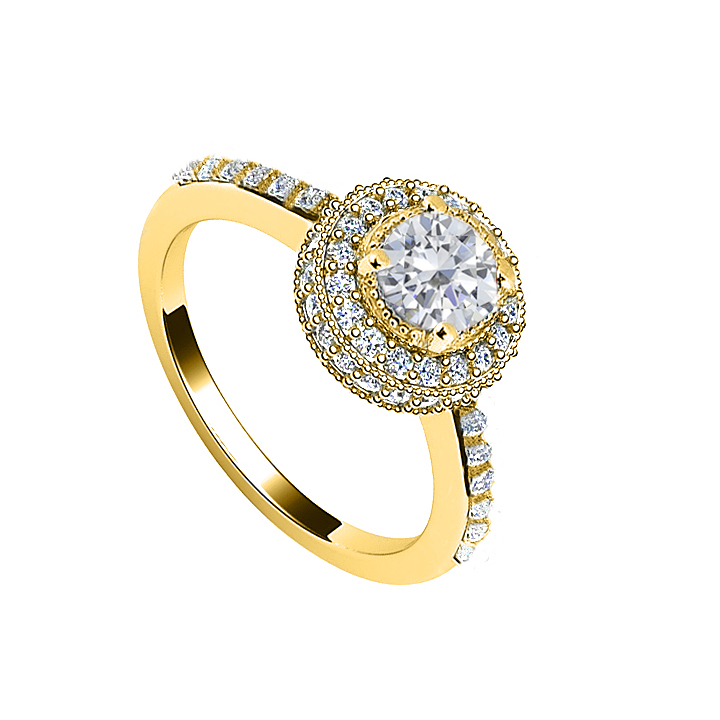 Fine Jewelry Vault UBJ8562Y14D-101RS6.5 Diamond Engagement Ring 14K Yellow Gold&#44; 1.25 CT - Size 6.5