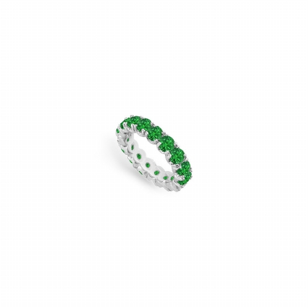 Fine Jewelry Vault UB14WR300E22615-101RS7.5 May Birthstone Emerald Eternity Band in 14K White Gold 3 CT Third Wedding Anniversary Gift - Size 7.5