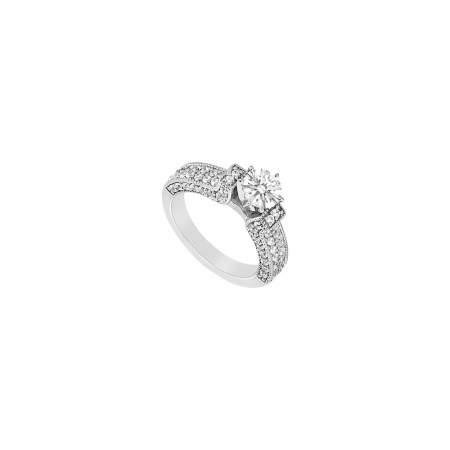 Fine Jewelry Vault UBJS1048AW14D-110 Diamond Engagement Ring in 14K White Gold - 1.50 CT Diamonds