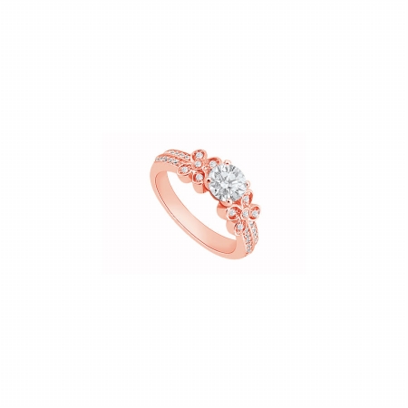 Fine Jewelry Vault UBJS3307AP14CZ April Birthstone CZ Halo Engagement Ring in 14K Rose Gold - 0.75 CT TGW