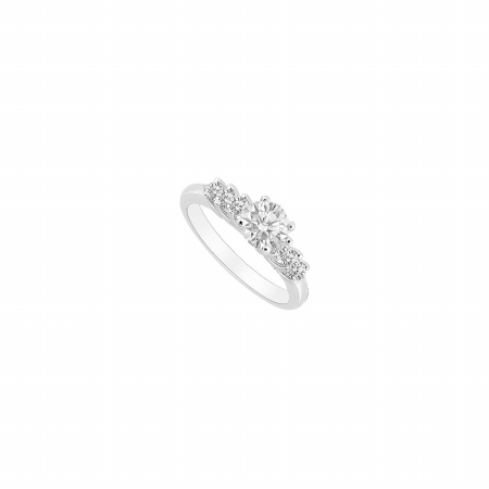 Fine Jewelry Vault UBJS3064AW10CZ CZ Engagement Ring&#44; 10K White Gold - 0.50 CT TGW