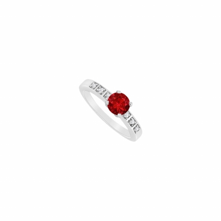 Fine Jewelry Vault UBJS3091AW14DR-110RS7.5 Ruby & Diamond Engagement Ring 14K White Gold&#44; 0.60 CT - Size 7.5