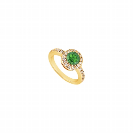 Fine Jewelry Vault UBJ410AY14DE-101RS7.5 Emerald & Diamond Engagement Ring 14K Yellow Gold&#44; 0.75 CT - Size 7.5