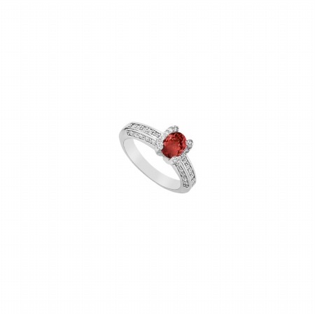Fine Jewelry Vault UBK253W14DR-101RS8.5 Ruby & Diamond Ring 14K White Gold&#44; 1.50 CT - Size 8.5