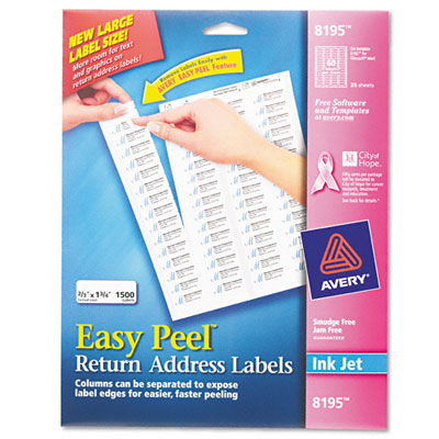 avery 8195 easy peel inkjet return address labels 2 3 x 1 3 4 white