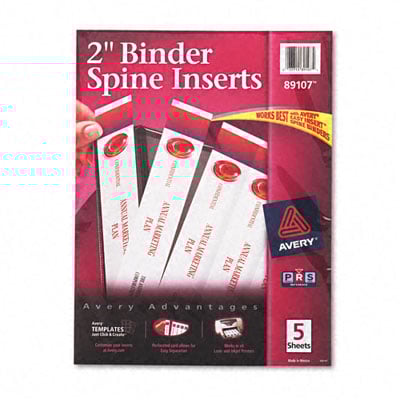 avery 89107 custom binder spine inserts 2 spine width 4 inserts