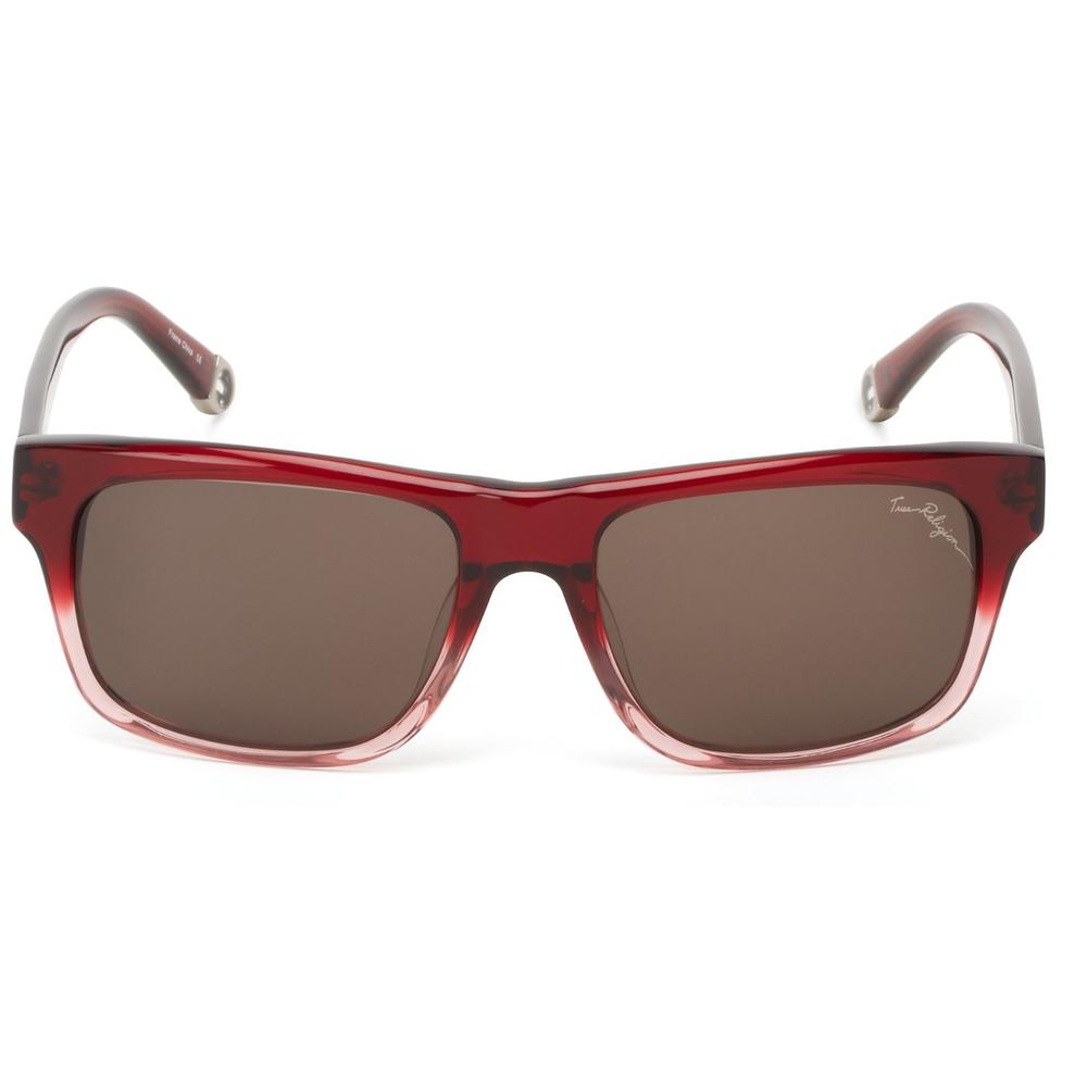 Revolution Eyewear True Religion Sunglasses Jamie Rectangular Sunglasses - Plastic Frame - Plastic Lens - Case Included - Burgundy & Pink