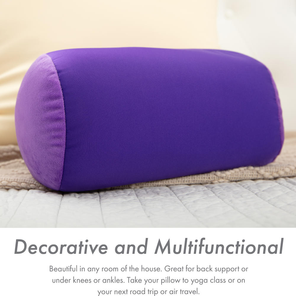 Living Healthy Products Dark Lavender - Microbead Pillow Neck Roll Bolster Pillows - Squishy Mooshi Beads Offer Comfort & Support,- 1 Piece