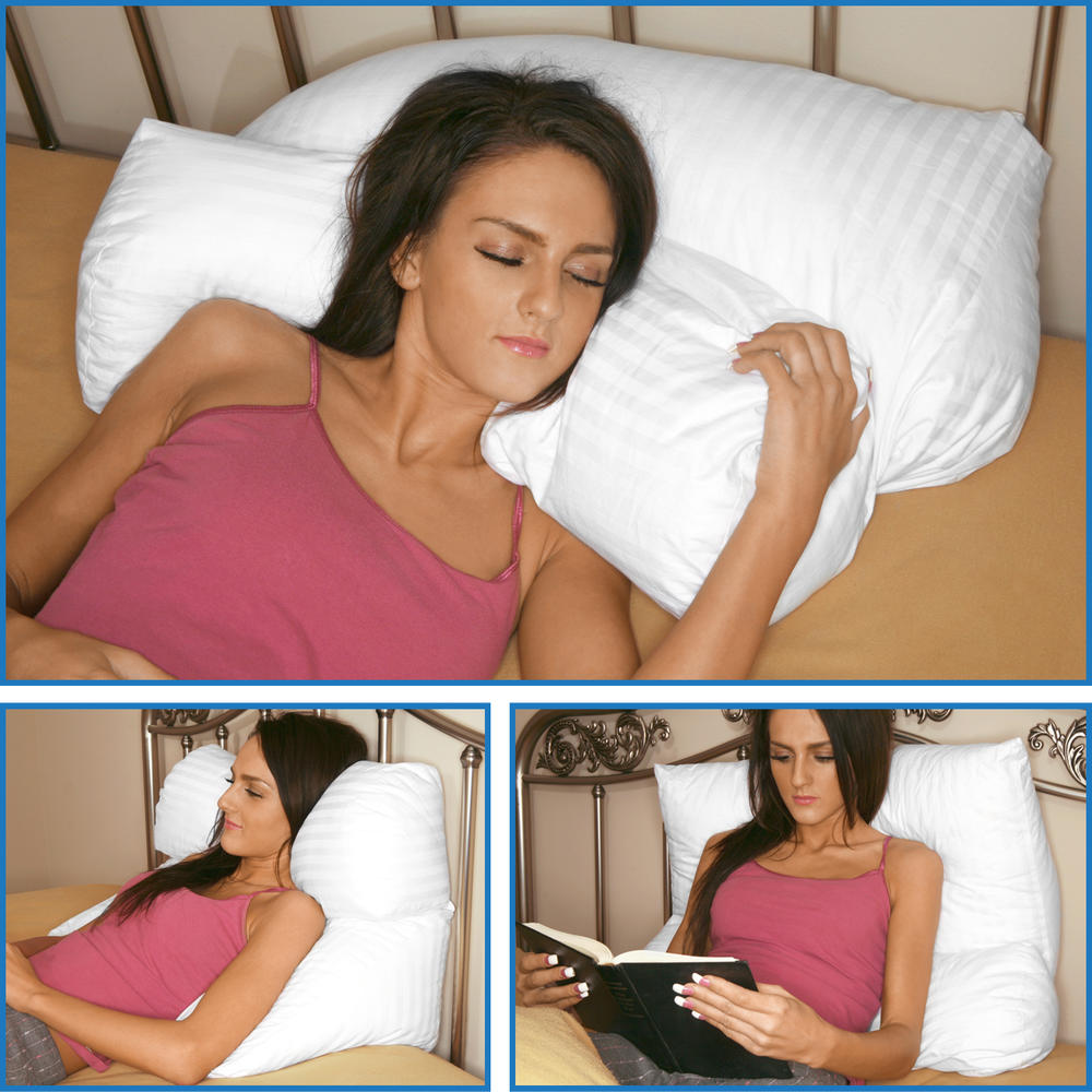 Living Healthy Products Multi-Position Pillow - Therapeutic Neck and Back Pillow - Promotes Healthy Sleep - Bed Pillow, White