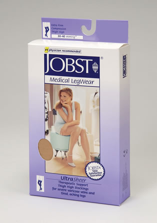 BSN Medical Jobst Ultrasheer Thigh Highs 30 - 40 Mmhg Extra Firm W/ Lace Silicone Top Band - Large