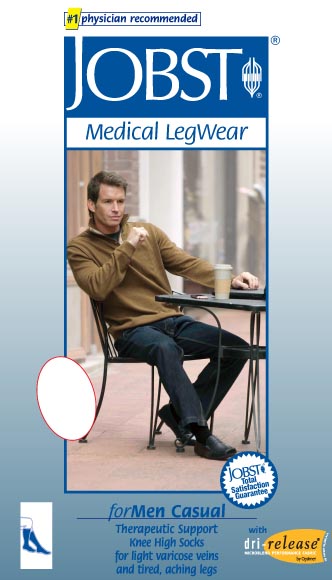 BSN Medical Jobst For Men Firm Support Over-the-Calf Dress Socks 15-20 Kh Ct - Black - Large Tall